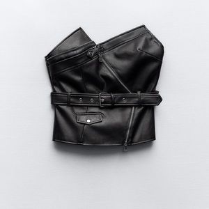 ZARA ASYMMETRIC FAUX LEATHER TOP